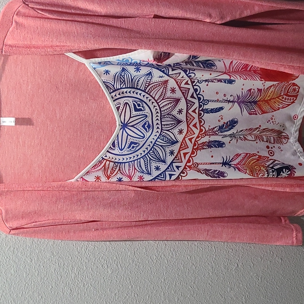 Long sleeve cardigan+cami